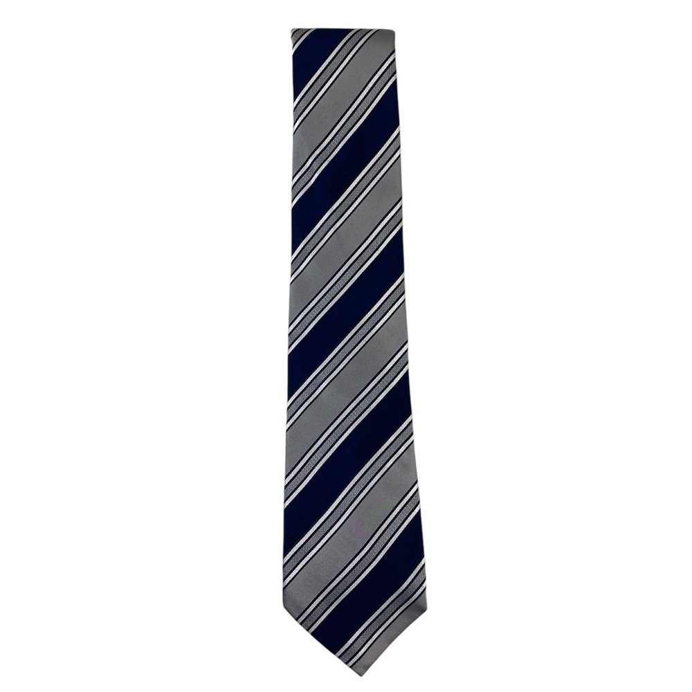 Donald Trump Men's 60" Necktie - Gold Bar‎ - Blue & Gray Striped 100% Silk Tie